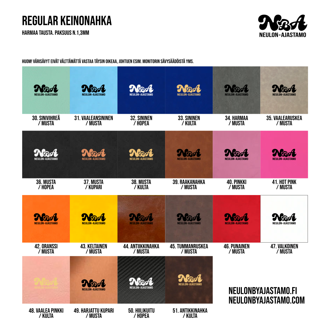 Keinonahkainen ompelumerkki 5 kpl Regular omalla tekstillä