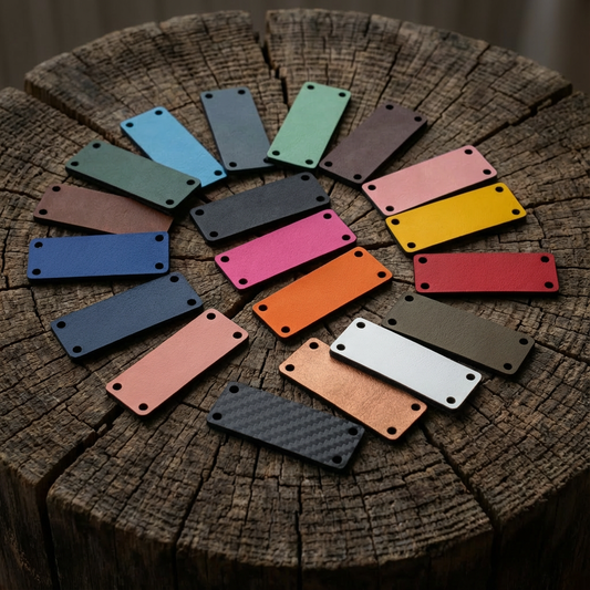 Keinonahkainen ompelumerkki 5 kpl Regular omalla tekstillä